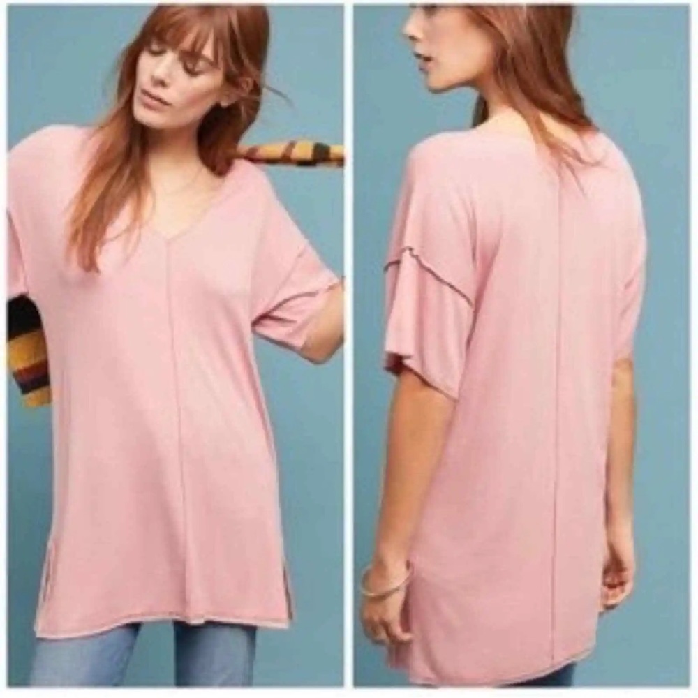Anthropologie Pink Rose Bordeaux Tunic Loungy Casual
